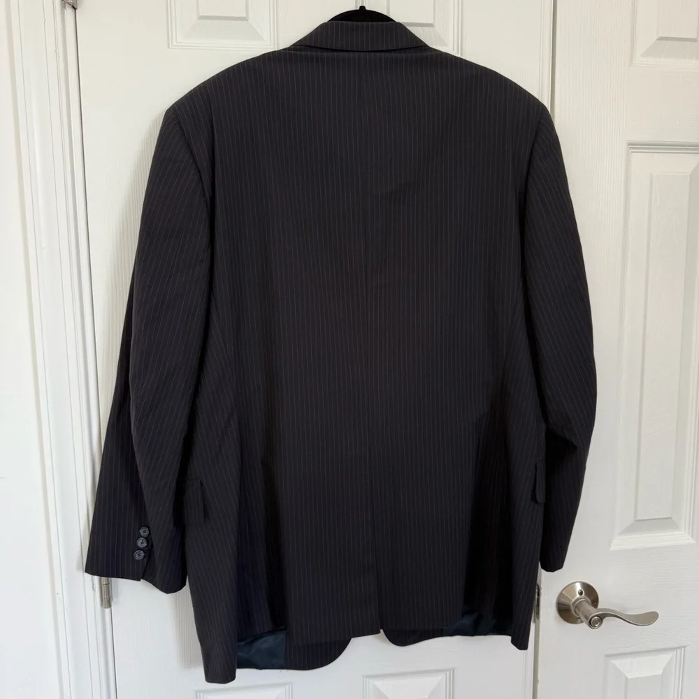 Brooks Brothers 100% Wool Elegant Navy Blue Classic Pinstripe Blazer Men 45R EUC